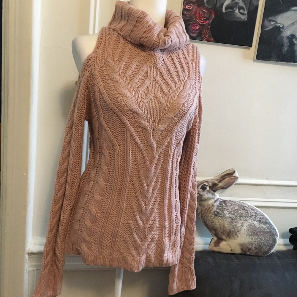 American rag cold shoulder sweater blush